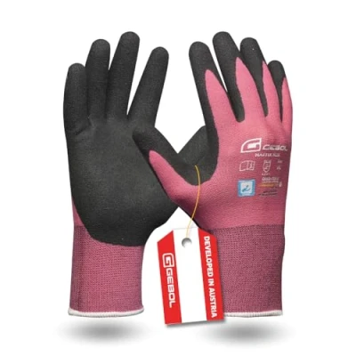 Abbildung von Gebol Master Flex Lady Arbeitshandschuhe mit PPU Nitril Beschichtung Nitrilhandschuhe dermatologisch getestet Gartenhandschuhe Grip für Damen Größe XS (Gr 6) Rosa 1 Paar