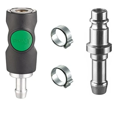 Abbildung von AUPROTEC Druckluft Schnellkupplung Set mit Prevost Sicherheitskupplung 13mm Stecknippel + Schellen