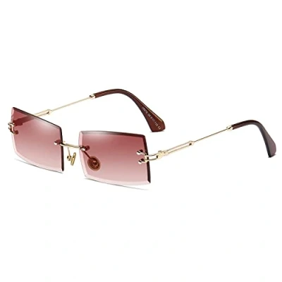 Abbildung von SHEEN KELLY Square Ultra Small Frame Sonnenbrille für Frauen Männer Rectangle Retro durchsichtige Linse randlose
