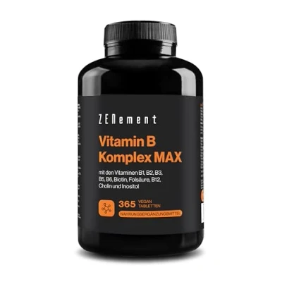 Abbildung von Vitamin B Komplex Max, 365 Tabletten 8 Vitamine + Cholin &amp; Inositol Hilft, Müdigkeit zu verringern, trägt zur normalen geistigen Leistungsfähigkeit und Funktion des Immunsystems bei Zenement
