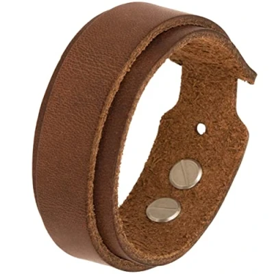 Abbildung von Simaru Lederarmband Damen &amp; Herren 25mm breit, pflanzlich gegerbtes Echtleder, robuste Schraubniete, allergikerfreundlich