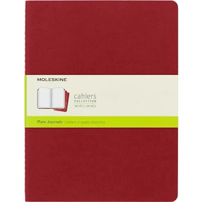 Abbildung von Moleskine Cahier Notizhefte (blanko, X Large, Kartoneinband) 3 er Set preiselbeerrot
