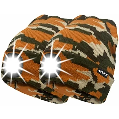 Abbildung von ATNKE 2Pcs Neue Warme LED beleuchtete Mütze,Unisex USB wiederaufladbare Laufmütze Ultra Bright 4 wasserdichte Lichtlampe Mehrfarbig/Camouflage Yellow