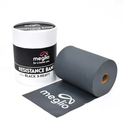Abbildung von Meglio Widerstandsband 23m Rolle, Latexfreie Rolle für Fitnesstraining, Fitnessstudio, Heimtraining, Dehnungen, Krafttraining &amp; Rehabilitation, (Rot) Leicht