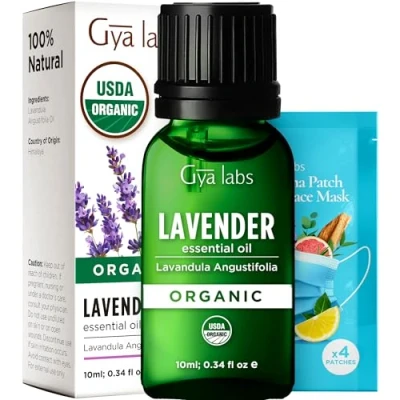 Abbildung von Gya Labs Reines ätherisches Bio lavendelöl für Diffusor und Haut 100% therapeutisches beruhigendes öl Aromatherapie &amp; Entspannung Haarwachstum (10 ml)