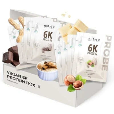 Abbildung von Nutri + Protein Probierpaket (8x 30 g) Proteinpulver Mix Probier Set 6k Eiweißpulver Proben Sample Probierpack Eiweiß Probierset