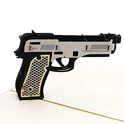 Abbildung von Papier Spiritz Origami Gun Pop Up Grußkarte zum Geburtstag Papa Kids 3D karte Vatertag Jahrestag Thank You Best Wishes Geschenk mit Umschlag