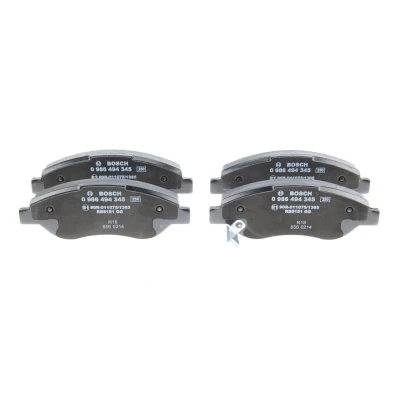 Abbildung von BOSCH 0 986 494 345 Bremsbelagsatz Low Metallic mit akustischer Verschleißwarnung Anti Quietsch Blech OPEL: Corsa D Hatchback