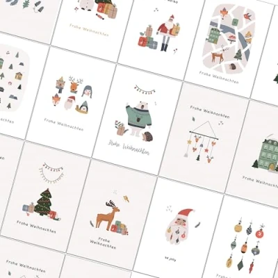 Abbildung von Weihnachtskarten mit Umschlag Set 30 verschiedene Designs Klappkarten Weihnachtsgrußkarten