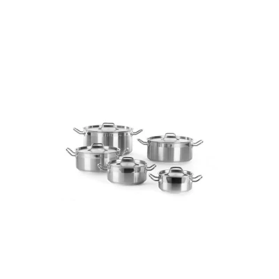 Abbildung von HENDI Kochtopf 7,5 Liter mit Deckel Edelstahl ø 28 x 12 cm für Induktion Gas Elektro Ceran Herd punktgeschweißte Griffe, Gastro Bratentopf
