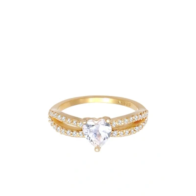 Abbildung von Elli Heart Classic Ring goldcoloured, Damen, Größe: 54, Gold coloured
