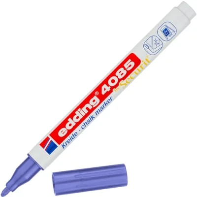 Abbildung von edding 4085 Kreidemarker violett metallic 1 Kreidestift Rundspitze,1 2mm dünner für Tafel abwischbar zum Beschriften von Fenster,Glas,Spiegel Tafelstift mit deckenden Farben