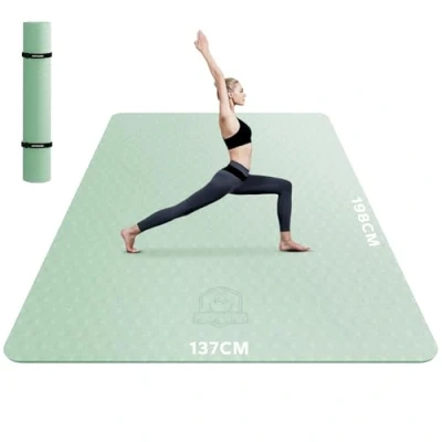 Abbildung von HAPBEAR Yogamatte XXL Extra Groß Breit Yoga Matte, Sportmatte Fitnessmatte Rutschfest 198cm x137cm x6mm Dicke,Ultra Haltbar, Gymnastikmatte für Pilates, Gym, Zuhause, Workout