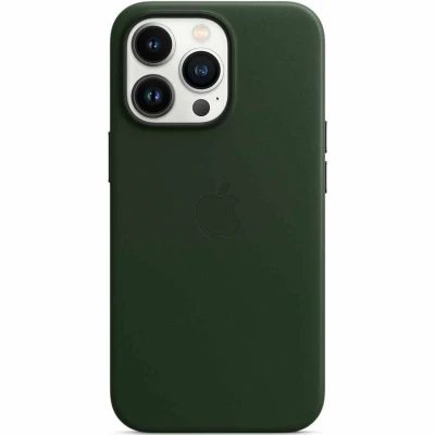 Abbildung von Apple iPhone 13 Pro Max Hülle MagSafe Echtleder Original Hard Case/Backcover Handyhülle Grün