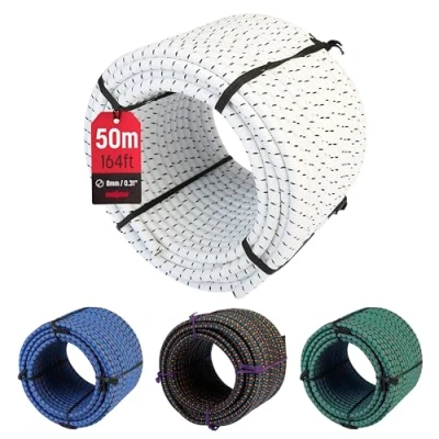 Abbildung von MAGMA Elastisches Seil Bungee für Schwimmbadabdeckungen 8mm, 50m. Gummiseil Schwimmbad, Angeln, Segeln, Bootfahren, Camping, Tarpaulin Planen, Innen, Außen, Küche, Werkstatt, Garten (Weiß)