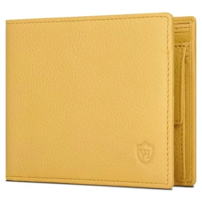 Abbildung von VON HEESEN Leder Geldbörse RFID Schutz I Echtleder Geldbeutel für Damen &amp; Herren Portemonnaie Brieftasche Wallet Portmonee (Gelb)