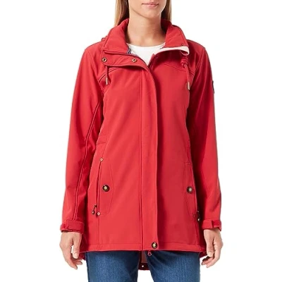 Abbildung von Ankerglut Damen Softshellmantel Kurzmantel mit Kapuze Gefüttert Übergangsjacke #ankerglutbrise Softshelljacke, red, 44