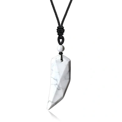 Abbildung von COAI Geschenkideen Spitzer Anhänger aus Howlith Amulett Halskette für Damen und Herren
