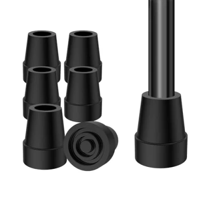 Abbildung von supregear Rohrspitze (6 Pack), 19 mm Ersatz für Gehen Cane Krücke Stöcke Hochfest Kautschuk und Kohlenstoff Schwarz Gemischte Rutschfest Stabil Fußpad Falten Zubehör,