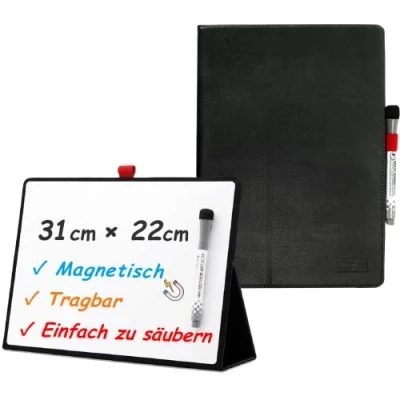 Abbildung von iNenya Magnetisch Klein Whiteboard, Small Tragbar White board mit Ständer, Abwischbar Mini Whiteboard für Schreibtisch, Tafel, Desk inkl. 1 Marker Radierer, Schwarz, 31cm x 22cm (A4)