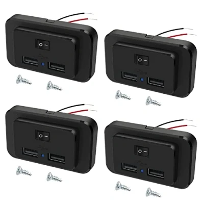 Abbildung von 4,8A Dual USB Auto Ladegerät Steckdose mit Schalter und LED, 12V/24V Ladebuchse Panel für Wohnmobil SUV LKW Boot(4 Stück)