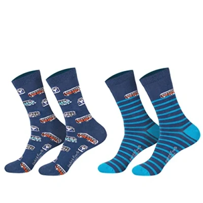 Abbildung von Damen Jungen Mädchen Socken (2 Paar) witzig bunt 36 41 Bus