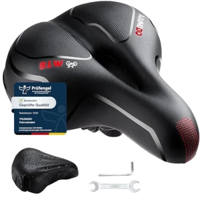 Abbildung von YOUNGDO Fahrradsattel, Gel Fahrradsitz, weicher, komfortabel atmungsaktiv stoßdämpfend, Ergonomisch Fahrrad Sattel mit wasserdichte Abdeckung