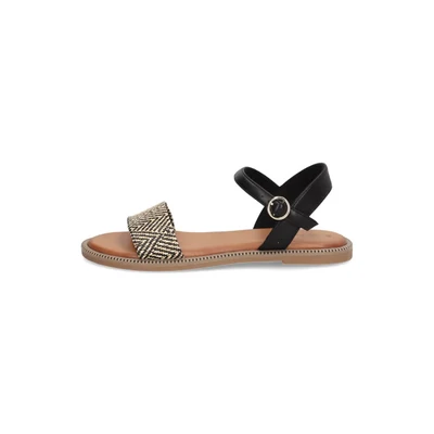 Abbildung von s.Oliver Damen Sandalen flach mit verstellbarem Riemchen Vegan, Schwarz (Black), 39 EU