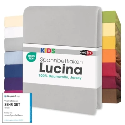 Abbildung von CelinaTex Jersey Spannbettlaken Lucina für Kids 60x120 70x140cm Silber grau 100% Baumwolle gekämmt superweich Oeko TEX