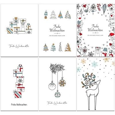 Abbildung von the lazy panda card company 36 x umweltfreundliche Doodle Weihnachtskarten aus recyceltem Papier (36 Stück)