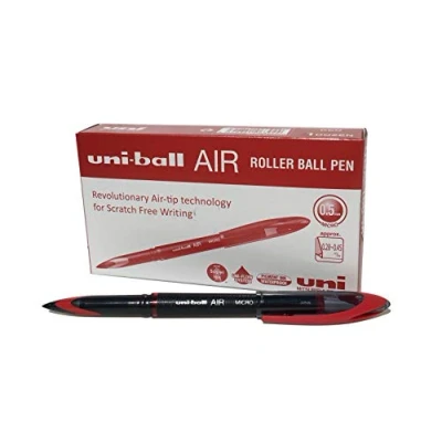 Abbildung von uni ball 190496000 UB 188 Micro Air Kugelschreiber, rote Super Tinte, fälschungssicher, Füllfederspitze, 12 Stück