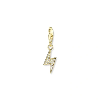 Abbildung von Thomas Sabo Damen Charm Anhänger Gold Blitz weiße Steine Club 925 Sterlingsilber 1882 414 14