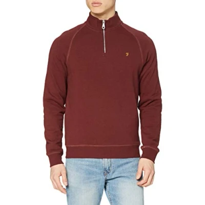 Abbildung von Farah Herren Jim 1/4 Zip Sweatshirt, Red, Large