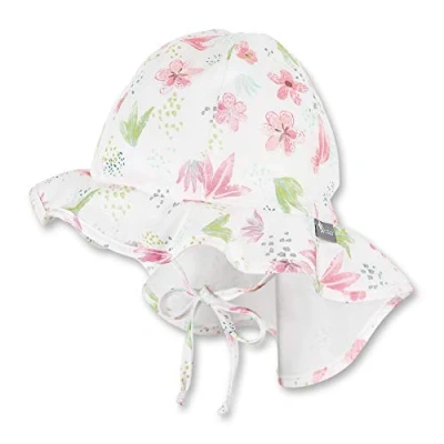 Abbildung von Sterntaler Flapper für Mädchen mit Bindebändern, Nackenschutz und Blumen /Pflanzen Motiven, Alter: 6 9 Monate, Größe: 45, Beige