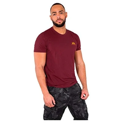 Abbildung von Alpha Industries Herren Basic T Small Logo Shirt, verdunkelnd, Burgundy, 3XL