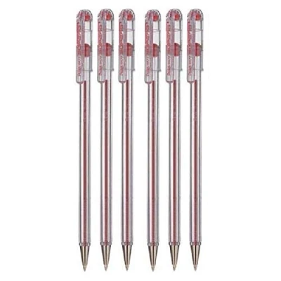 Abbildung von Pentel Rot Hervorragende Kugelschreiber 0.7mm Spitze 0.25mm Linienbreite Feine Linie Nachfüllbare Tinte BK77 (6 Stück)