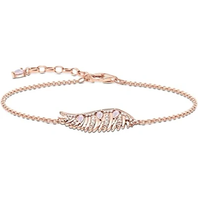 Abbildung von Thomas Sabo Damen Armband Phönix Flügel mit rosa Steinen roségold, 925 Sterlingsilber 750er Roségold Vergoldung, Länge: 16 19 cm, A2070 323 9 L19V