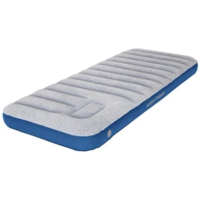 Abbildung von High Peak 40043 Unisex Cross Beam Single extra long Luftbett, mit integrierte Fußpumpe und Anti Rutsch Funktion, atmungsaktiv, robust, Oberseite weich, für Indoor Outdoor, hellgrau/blau, XXL