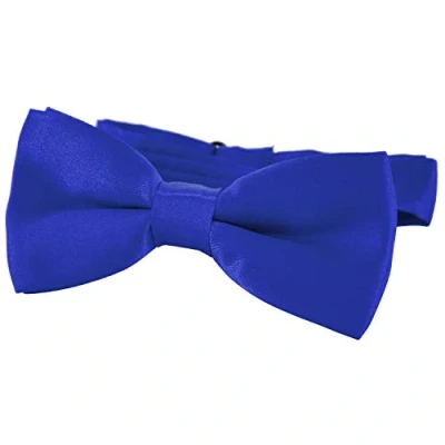 Abbildung von DonDon Edle Kinder Fliege gebunden und längenverstellbar 9 x 4,5 cm blau glänzend in Seiden Look