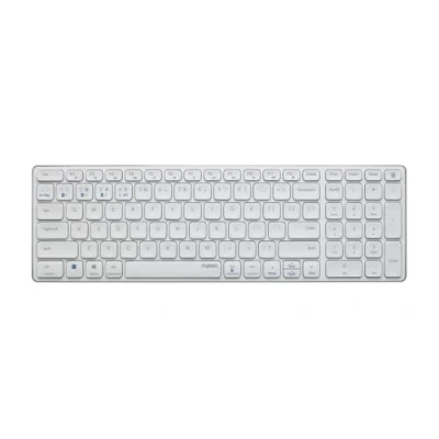 Abbildung von Rapoo E9700M kabellose Tastatur wireless Keyboard flaches Aluminium Design umweltfreundlicher wiederaufladbarer Akku DE Layout QWERTZ PC &amp; Mac weiß