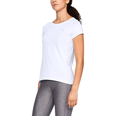 Abbildung von Under Armour Heatgear T Shirt Damen Weiß, Silber, Größe XL