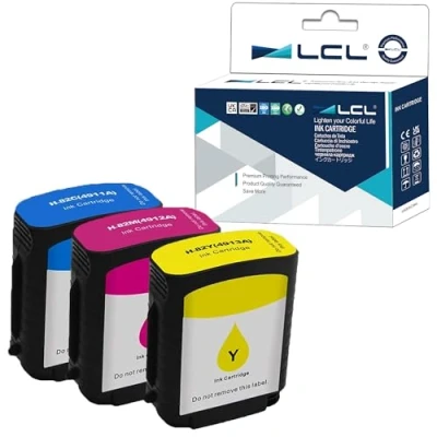Abbildung von LCL Kompatibel Tintenpatrone 82 C4911A C4912A C4913A (1Cyan 1Magenta 1Gelb Ersatz für HP Designjet Printers 510 500 500ps 500Plus 800 800ps 815 815mfp 820 820mfp
