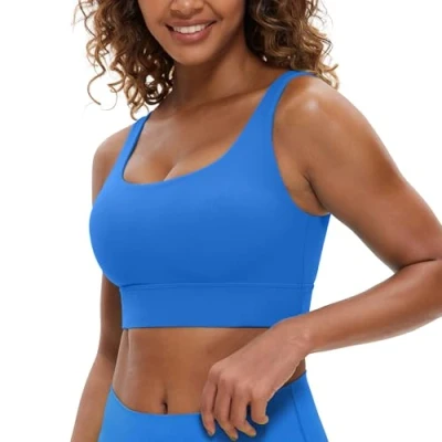Abbildung von CRZ Yoga Damen Butterluxe Sport BH U Back Ohne Buegel Große Brüste Fitness Top Funkelndes Blau S