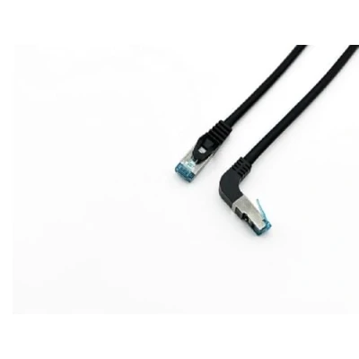 Abbildung von Equip 605897 Cat.6A S/FTP Patchkabel, abgewinkelter auf geraden Stecker, 0,5 m, schwarz