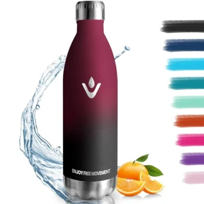 Abbildung von Edelstahl Trinkflasche, 1L Thermosflasche, BPA Frei, Trinkflasche Sport, Auslaufsicher Wasserflasche, Kohlensäure Geeignet, Flasche, Thermoskanne für Fitness, Fahrrad, Camping
