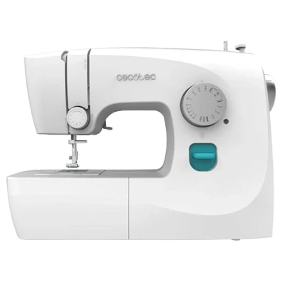 Abbildung von Cecotec Nähmaschine, kompakt und tragbar, 15 Stiche, für Anfänger, BelleCouture 1500, manuelles Knopfloch in 4 Stufen, verstellbarer Knopflochfuß, einstellbare Fadenspannung Zubehörkit