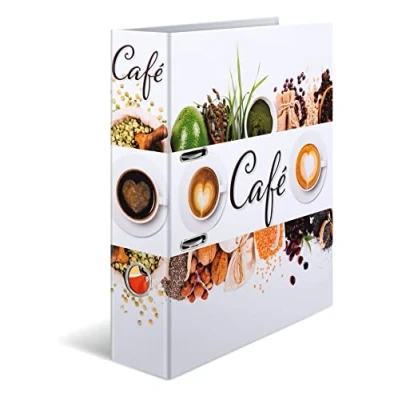 Abbildung von HERMA Ordner A4 Kaffee, 7 cm breit, Rezeptordner zum Selberschreiben und Abheften, Küchen Motiv Rezeptbuch mit glänzender Veredelung Innendruck für Kochrezepte