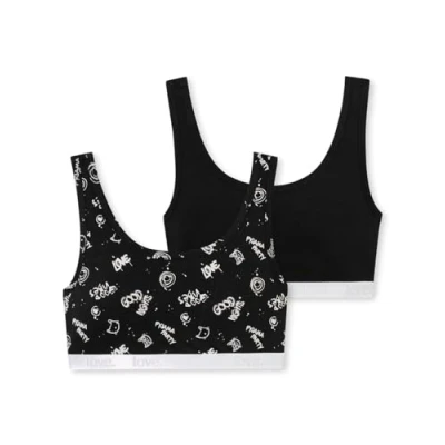 Abbildung von Schiesser 2PACK Bustier für Kinder, Größe: 140, Schwarz weiss
