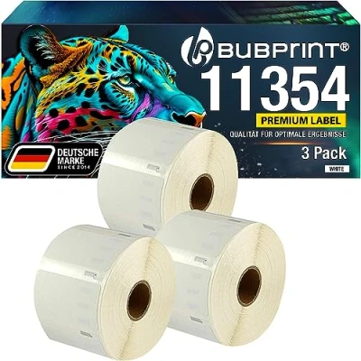 Abbildung von Bubprint 3 Etiketten kompatibel als Ersatz für Dymo 11354 S0722540 Labelwriter 310 320 330 400 450 Duo Twin Turbo 57 x 32 mm weiß white