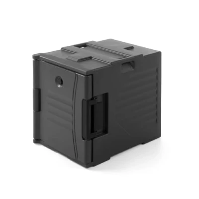 Abbildung von HENDI Thermobox, Doppelwandig, Thermo Catering Container, Thermobehälter, Transportbox, HDPE, Stapelbar, für GN 1/1, 477x680x(H)620mm, Schwarz